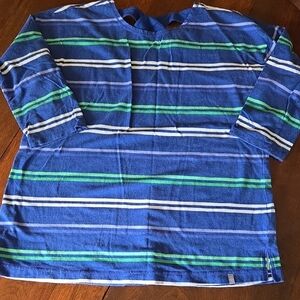 Talbots XLP Blue and Green Striped 3/4 Sleeve Tee